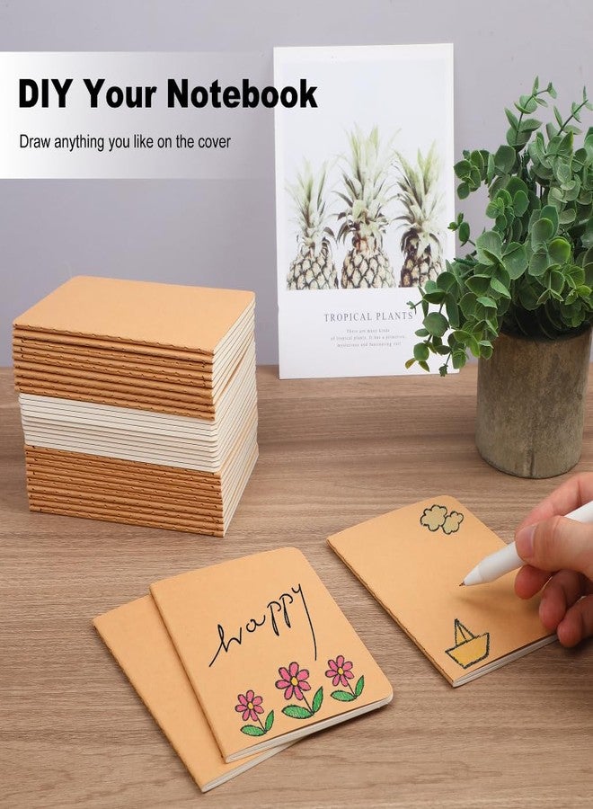 miikoul 100 Pieces Blank Kraft Notebooks, 5.5" x 4" A6 Unlined Small Journals Bulk Blank Notebooks 80 GSM with 30 Sheets/60 Pages for Kids Students School Office Traveler Sketching/Drawing/Writing Supplies - Image 5
