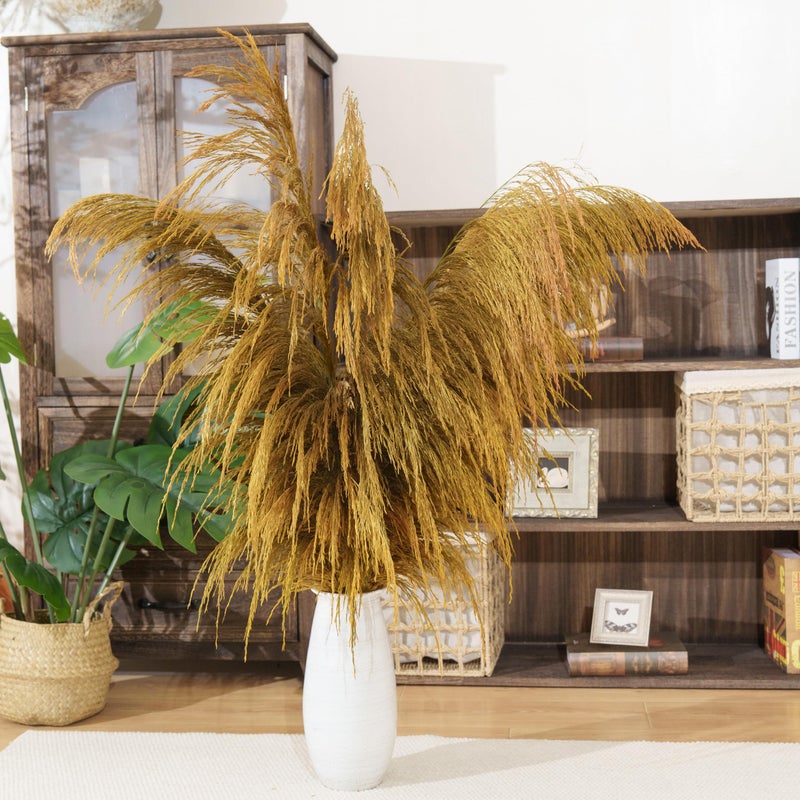 penepico Gold Pampas Grass Decor Tall,Dried Pampas Grass for Vase, Natural Pompas Floral, Elegant Feather Flowers for Wedding Living Room Farmhouse Decorations (Natural Golden, 4pcs 43.3"(110cm)) - Image 2