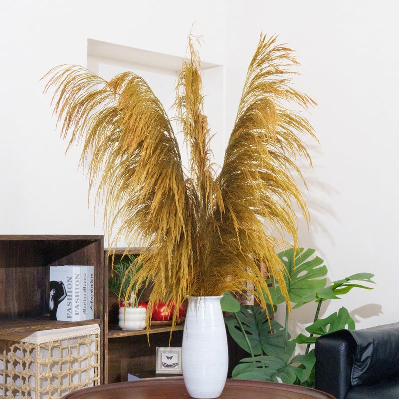 penepico Gold Pampas Grass Decor Tall,Dried Pampas Grass for Vase, Natural Pompas Floral, Elegant Feather Flowers for Wedding Living Room Farmhouse Decorations (Natural Golden, 4pcs 43.3"(110cm)) - Image 3