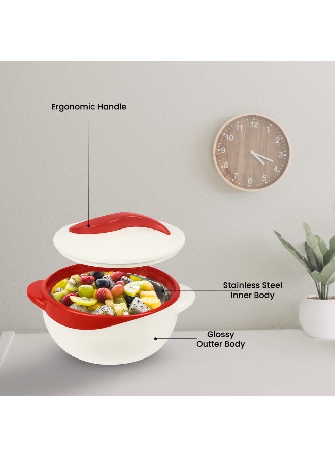 Pinnacle Insulated Casserole Dish with Lid 2.6 qt. Hot Pot Food Warmer/Cooler â€“Great Thermal Soup/Salad Serving Bowl- Stainless Steel Hot Food Containerâ€“Best Gift Set for Moms â€“Holidays Green/white - Image 4