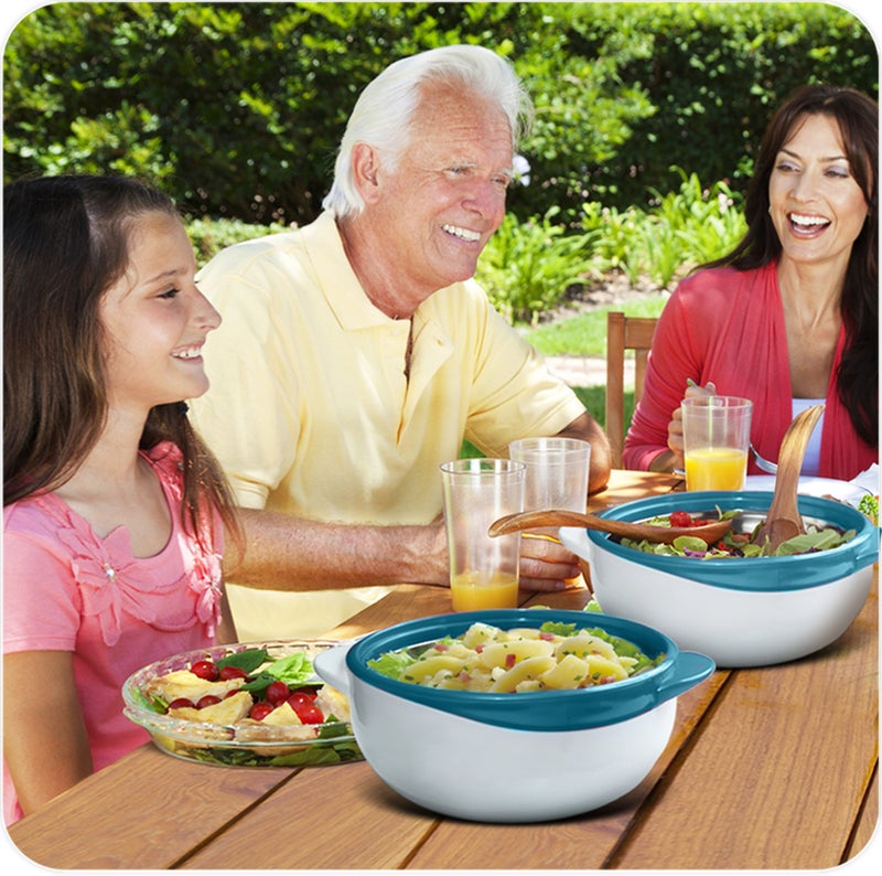 Pinnacle Insulated Casserole Dish with Lid 2.6 qt. Hot Pot Food Warmer/Cooler â€“Great Thermal Soup/Salad Serving Bowl- Stainless Steel Hot Food Containerâ€“Best Gift Set for Moms â€“Holidays Green/white - Image 2