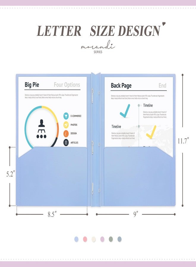 H4D 6 Pack Pastic Pocket Folders with Prong, 6 Colors - Image 2