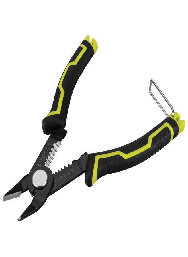 Performance Tool W86510 6-1/2-in Multifunction Flush Cutting Pliers: Cutting, Stripping, Crimping, Hardened Edges, 10-20 AWG Wire, Handle Lock, Ergonomic Handle, Spring Loaded, Black/Green - Image 1