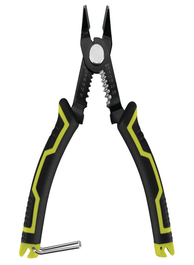 Performance Tool W86510 6-1/2-in Multifunction Flush Cutting Pliers: Cutting, Stripping, Crimping, Hardened Edges, 10-20 AWG Wire, Handle Lock, Ergonomic Handle, Spring Loaded, Black/Green - Image 3