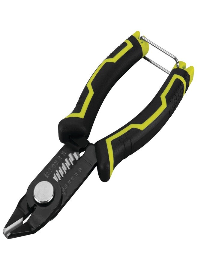 Performance Tool W86510 6-1/2-in Multifunction Flush Cutting Pliers: Cutting, Stripping, Crimping, Hardened Edges, 10-20 AWG Wire, Handle Lock, Ergonomic Handle, Spring Loaded, Black/Green - Image 4