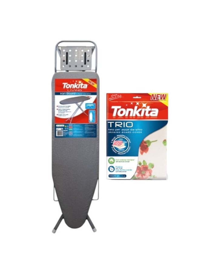 Tonkita طاولة كي تونكيتا 90x30x77 سم مع غطاء مكواة مجاني | ارتفاع قابل للتعديل، تصميم موفر للمساحة وأرجل مطاطية غير قابلة للانزلاق - Image 1