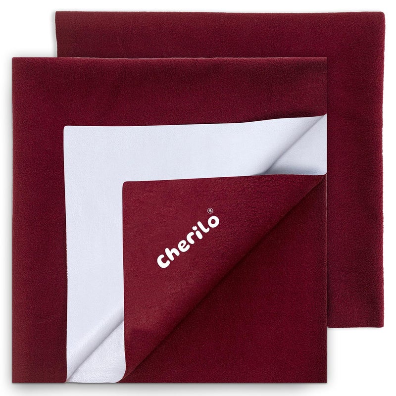 Cherilo Quick Dry Waterproof Protector Baby Dry Sheets, Small (50cm X 70cm)| Maroon, Pack of 2 - Image 1