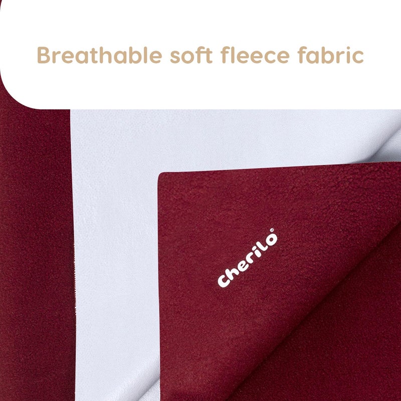 Cherilo Quick Dry Waterproof Protector Baby Dry Sheets, Small (50cm X 70cm)| Maroon, Pack of 2 - Image 2