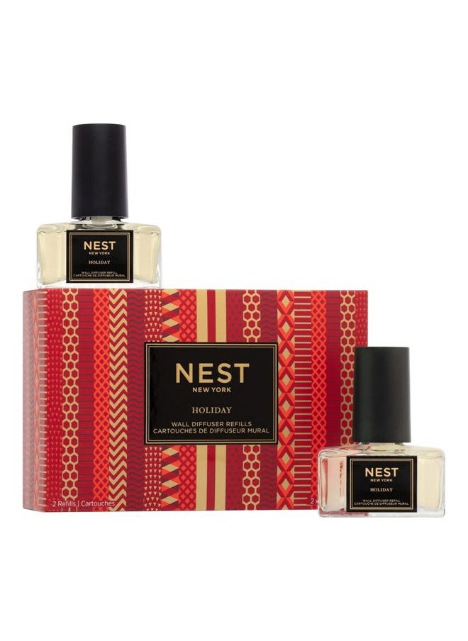 NEST FRAGRANCES - Wall Diffuser Refill Vials, Holiday - Set of 2 - Up to 60 Days of Continuous Scent - Cruelty Free, Vegan - Made in USA - Image 1