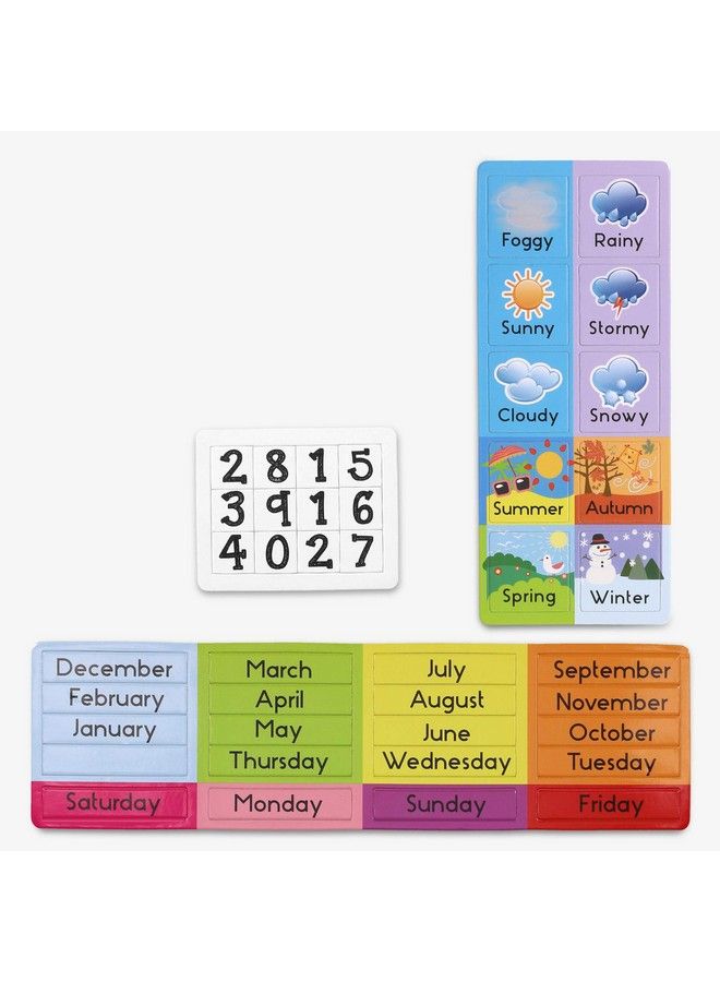 Navaris Kids Magnetic Calendar Early Years Learning Weather Date Month Day Season Educational Chart For Children Kids Wall Board Blue - Image 4