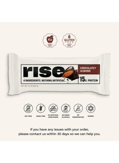 RISE Whey Protein Bars - Chocolately Almond | Breakfast Bar & Protein Snack 15G Protein 5G Fiber Just 4 Whole Food Ingredients Gluten-Free Soy Free  - Image 3