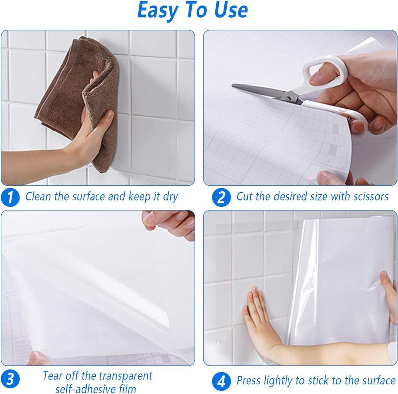SUNBIRD Transparent Plastic Roll Vinyl Kitchen Counter Coating Self Adhesive Clear Contact Paper Clear Book Cover Film for Splash Guard for Kitchen Tile Protector 30cm x 121cm Tile Sticker - Image 4