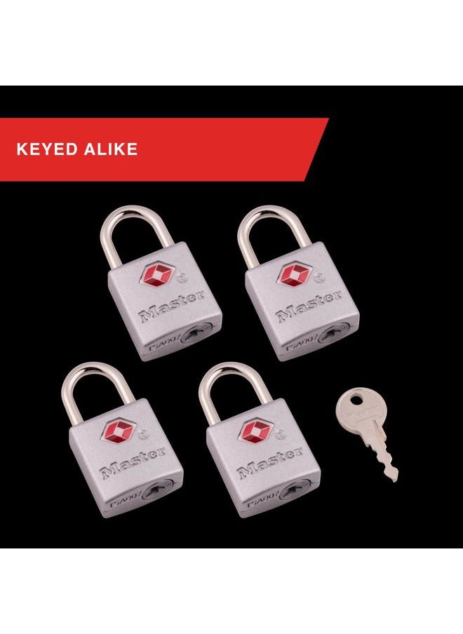 Master Lock TSA-Accepted Luggage Lock, 7/8 in. Wide, 4683Q (Pack of 4) Keyed Padlock, 4 Pack, Brass  - Image 5