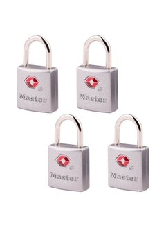 Master Lock TSA-Accepted Luggage Lock, 7/8 in. Wide, 4683Q (Pack of 4) Keyed Padlock, 4 Pack, Brass  - Image 1