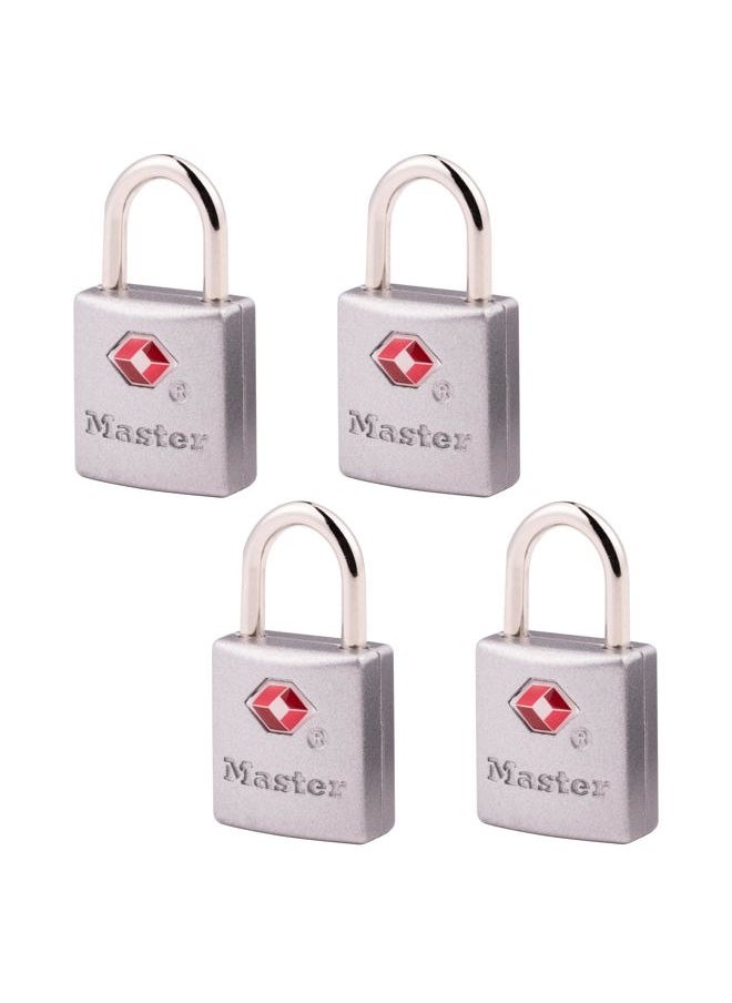 Master Lock TSA-Accepted Luggage Lock, 7/8 in. Wide, 4683Q (Pack of 4) Keyed Padlock, 4 Pack, Brass  - Image 1