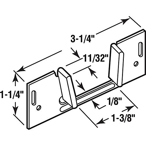 Prime-Line N 6566 Sliding Pocket Door Bottom Guide, 1-3/8 In. x 1-1/4 In, Steel w/Plastic Guides (Single Pack), Silver - Image 2