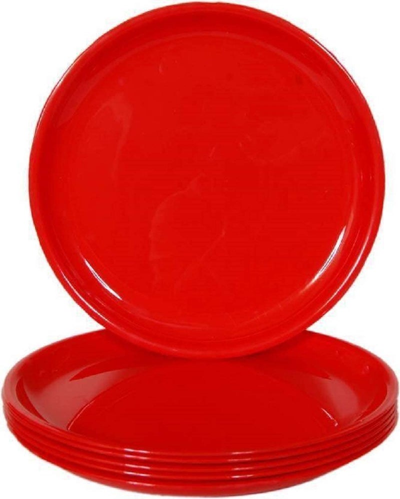 Everbuy Microwave Safe Dinner Ware Full Plate - Set of 6 Pieces (Red) - Image 2