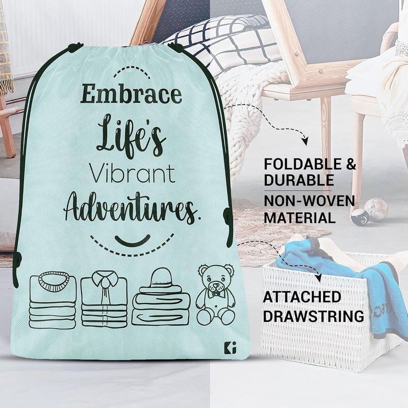 Kuber Industries Pack of 6 Cloth Storage Bag NonWoven Storage Organizer Travel Pouches Cloth Carrying Bag Garments Cover Storage Organizer Bag for Clothing Large Sky Blue Grey - Image 2