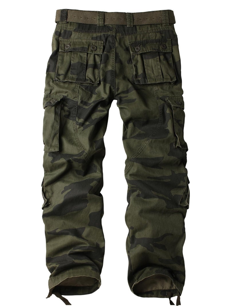 AKARMY Men's Casual Cargo Pants Military Army Camo Pants Combat Work Pants with 8 Pockets F Camo 30 - Image 2