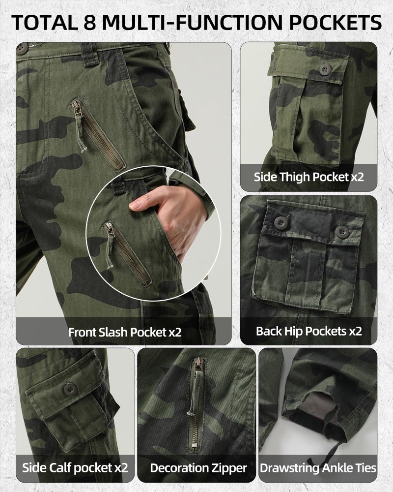 AKARMY Men's Casual Cargo Pants Military Army Camo Pants Combat Work Pants with 8 Pockets F Camo 30 - Image 5