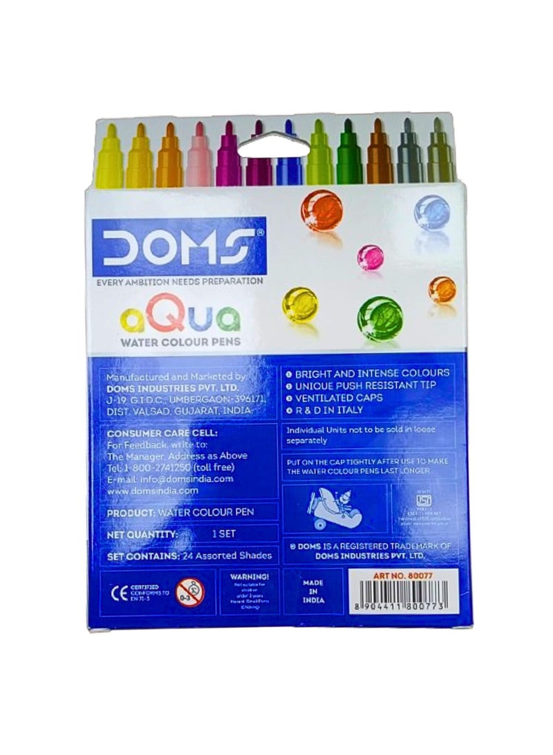 Doms Aqua Water Colour Pens With Unique Push Resist Tech - 24 Shades - Image 2
