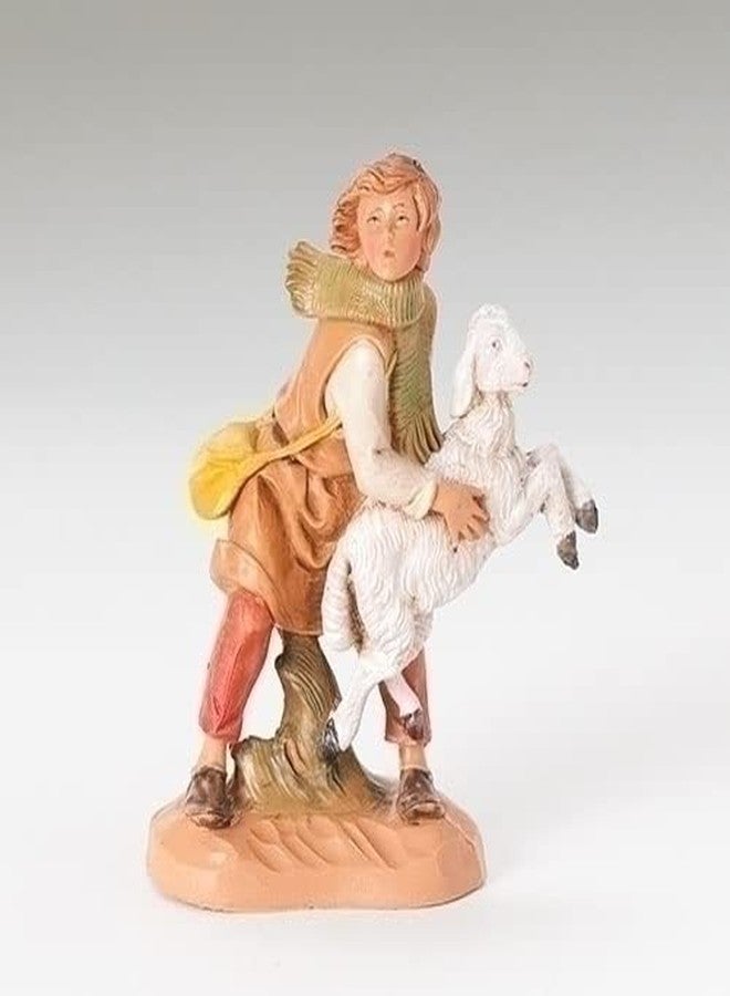 Fontanini Aaron The Shepherd Holding a Sheep Italian Nativity Village Figurine - Image 1