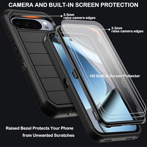 KECAI for Google Pixel 10 Pro XL Case with Belt Clip Holster,2x Screen Protectors,Heavy Duty Shockproof Drop Protection Bumper Military Grade Full Body Non Slip Rugged Durable Phone Cover with Kickstand - Image 2