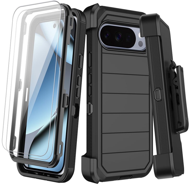 KECAI for Google Pixel 10 Pro XL Case with Belt Clip Holster,2x Screen Protectors,Heavy Duty Shockproof Drop Protection Bumper Military Grade Full Body Non Slip Rugged Durable Phone Cover with Kickstand - Image 1