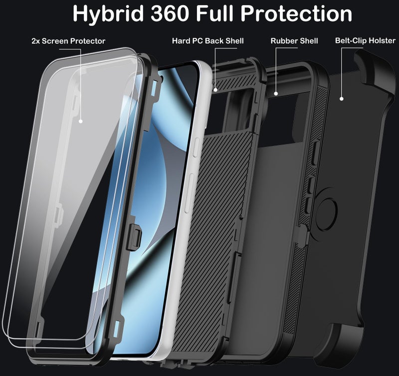 KECAI for Google Pixel 10 Pro XL Case with Belt Clip Holster,2x Screen Protectors,Heavy Duty Shockproof Drop Protection Bumper Military Grade Full Body Non Slip Rugged Durable Phone Cover with Kickstand - Image 3