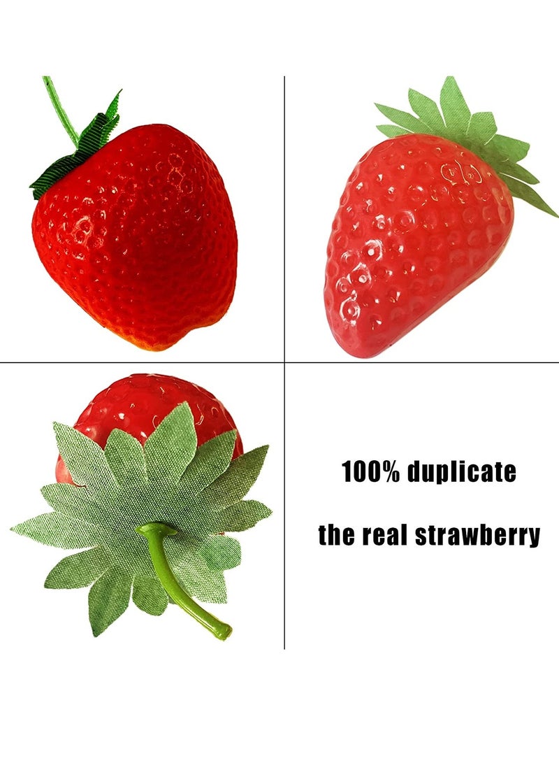 Generic 30 Pieces Artificial Strawberries of Assorted Sizes Lifelike Plastic Fake Fruit Decoration for Home Kitchen Party Photography Props Red  - Image 5