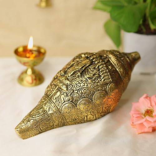 Divine Hindu Vishnu Dashavatar Shankh Idol | Brass Statue, Traditional Finish | Pooja, Home Temple, Energy Balance, Gift, Vastu Décor, Spiritual Use | (Standard Size) - Image 3