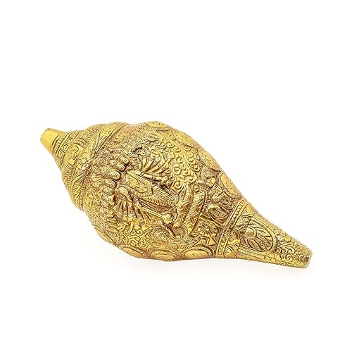 Divine Hindu Vishnu Dashavatar Shankh Idol | Brass Statue, Traditional Finish | Pooja, Home Temple, Energy Balance, Gift, Vastu Décor, Spiritual Use | (Standard Size) - Image 1