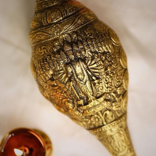 Divine Hindu Vishnu Dashavatar Shankh Idol | Brass Statue, Traditional Finish | Pooja, Home Temple, Energy Balance, Gift, Vastu Décor, Spiritual Use | (Standard Size) - Image 4