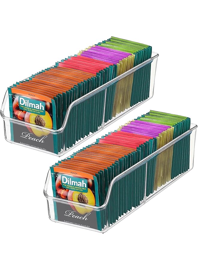 Green Tiger Tea Bag Organizer,Clear Tea Bag Storage Holder Tea Box,Food Storage Organizer Bins Box for Sugar Packet,Coffee,Spice Pouches in Kitchen,Cabinet,Countertop,Pantry (2 Pack) - Image 1