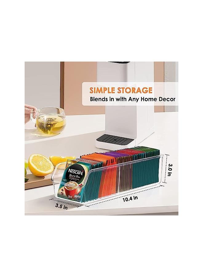 Green Tiger Tea Bag Organizer,Clear Tea Bag Storage Holder Tea Box,Food Storage Organizer Bins Box for Sugar Packet,Coffee,Spice Pouches in Kitchen,Cabinet,Countertop,Pantry (2 Pack) - Image 2