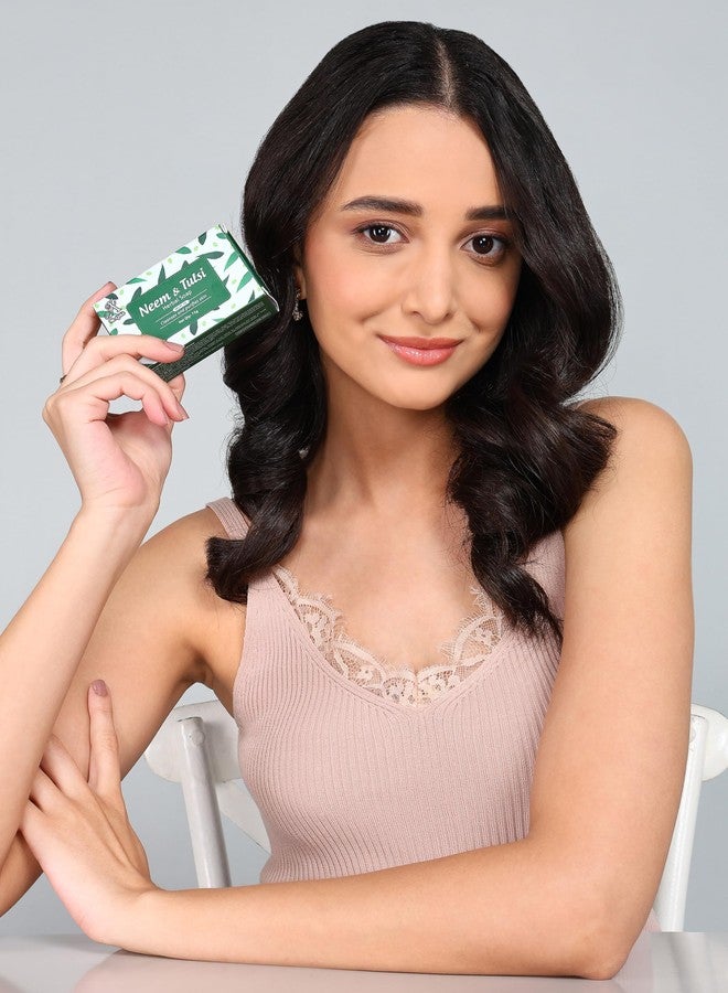 7TH AJMA Neem & Tulsi Handmade Soap - Natural Herbal Purifying Soap for Clear, Healthy Skin, 75g (Pack of 8) - Image 4