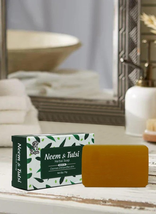 7TH AJMA Neem & Tulsi Handmade Soap - Natural Herbal Purifying Soap for Clear, Healthy Skin, 75g (Pack of 8) - Image 2