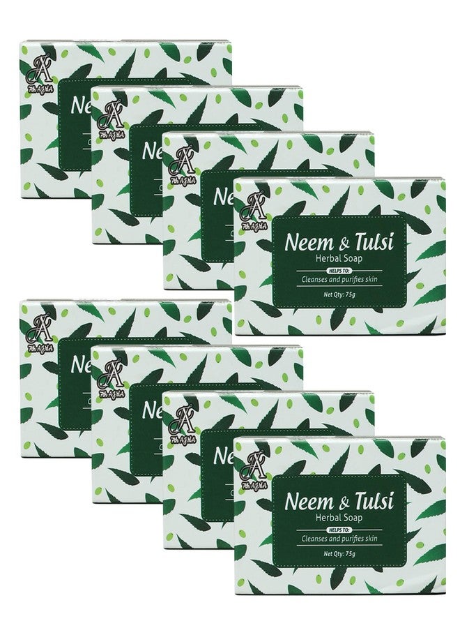 7TH AJMA Neem & Tulsi Handmade Soap - Natural Herbal Purifying Soap for Clear, Healthy Skin, 75g (Pack of 8) - Image 1