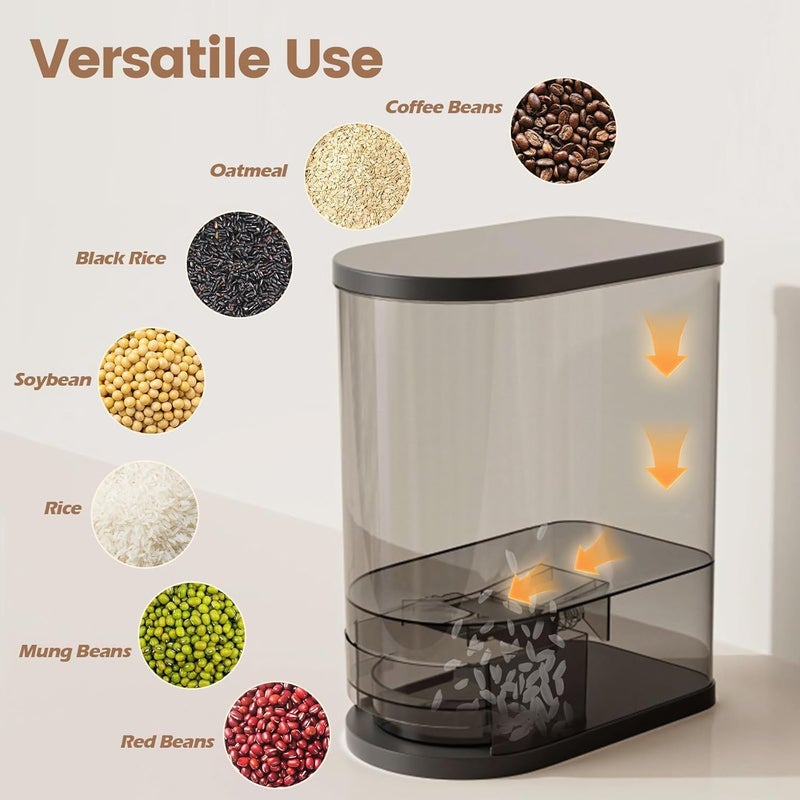 SYNCVIBE Large Rice Dispenser 22-25Lbs, Cereal Dispenser Rice Container Food Storage Container with Measuring Cup, Cereal Containers Storage Kitchen Storage Household Moisture Proof Holder, Black - Image 2