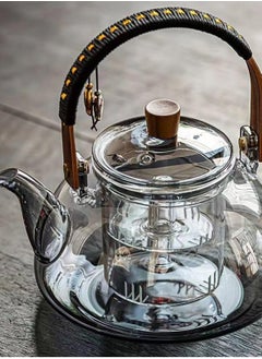 LOOPITYS 1000ml Japanese style glass teapot with detachable insert, stove style safety teapot, flowering and leaf scattering tea set (gray)  - Image 4