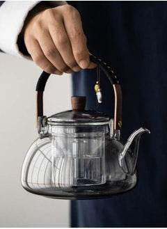 LOOPITYS 1000ml Japanese style glass teapot with detachable insert, stove style safety teapot, flowering and leaf scattering tea set (gray)  - Image 2
