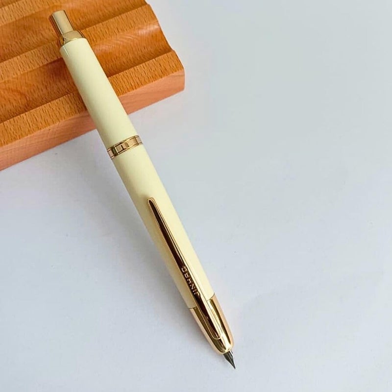Goldleaf Jinhao 20 Press Retractable Fountain Pen – Fine Nib with Converter – Plastic Body & Metal Clip – Multiple Colors – Smooth Writing Daily Pen (No Ink Included) (Ivory White (Gold Clip)) - Image 2