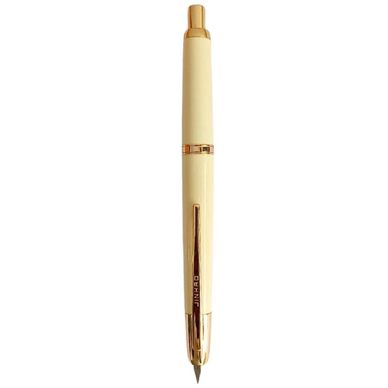 Goldleaf Jinhao 20 Press Retractable Fountain Pen – Fine Nib with Converter – Plastic Body & Metal Clip – Multiple Colors – Smooth Writing Daily Pen (No Ink Included) (Ivory White (Gold Clip)) - Image 1