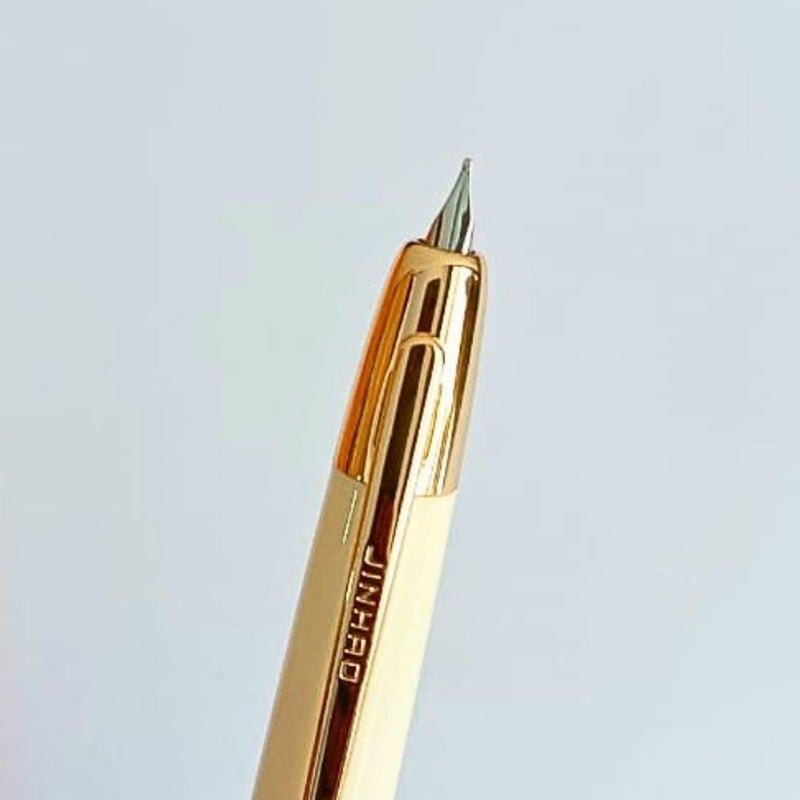 Goldleaf Jinhao 20 Press Retractable Fountain Pen – Fine Nib with Converter – Plastic Body & Metal Clip – Multiple Colors – Smooth Writing Daily Pen (No Ink Included) (Ivory White (Gold Clip)) - Image 3