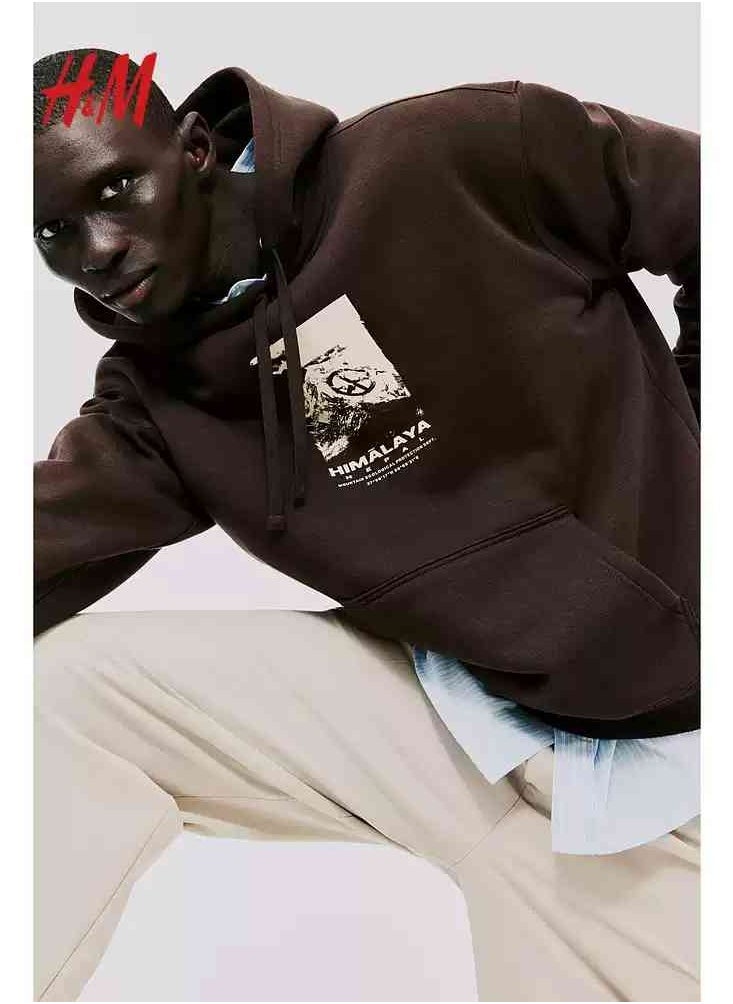 H and M - HM New Casual And Fashionable Loose Printed Hoodie - Image 1