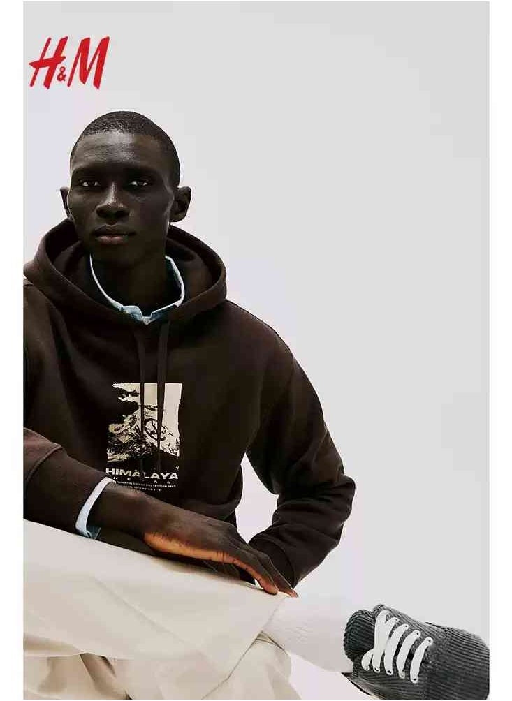 H and M - HM New Casual And Fashionable Loose Printed Hoodie - Image 1