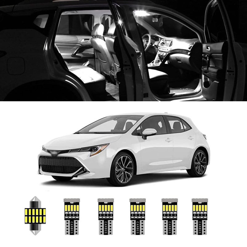 طقم أضواء LED داخلية AWALITED مكون من 7 قطع لسيارة تويوتا كورولا، أضواء خريطة وسقف فائقة السطوع لسنوات 2013 2014 2015 2016 2017 2018 2019 2020 2021 بجميع الطرازات