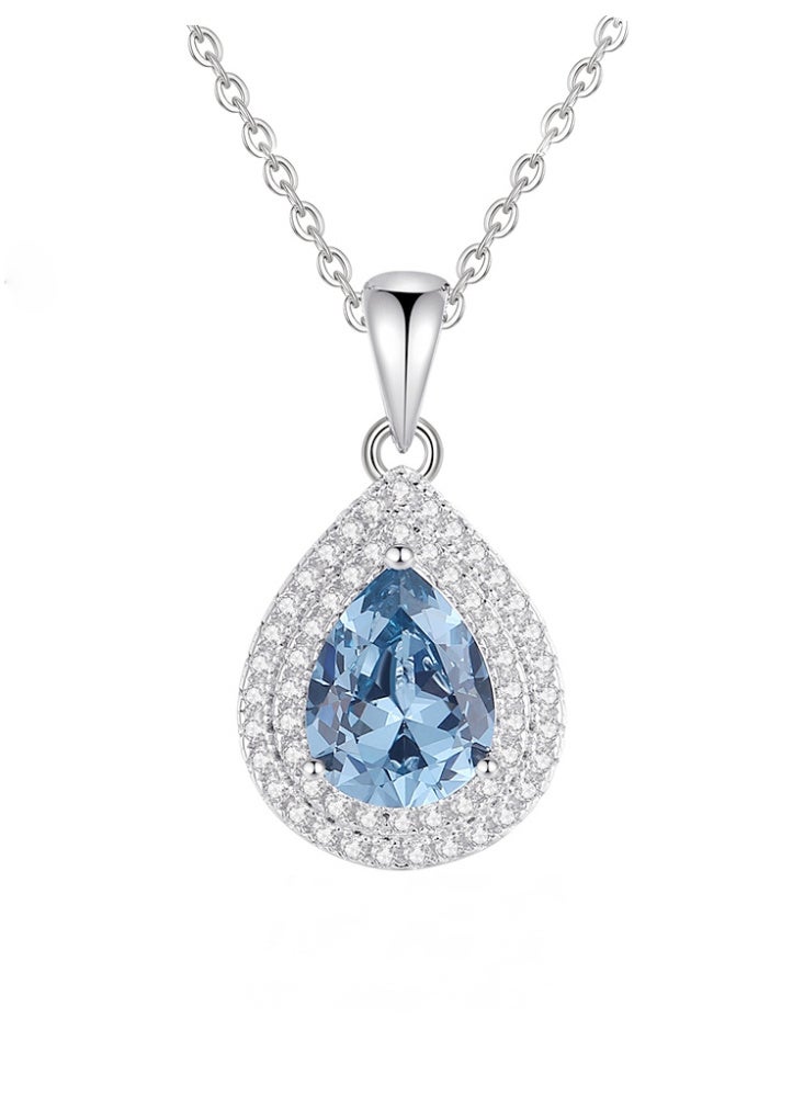 V-Shape Water Drop Pendant Necklace and Stud Earrings with Full Crystal Diamonds, Wedding & Evening Party Gift - Image 1