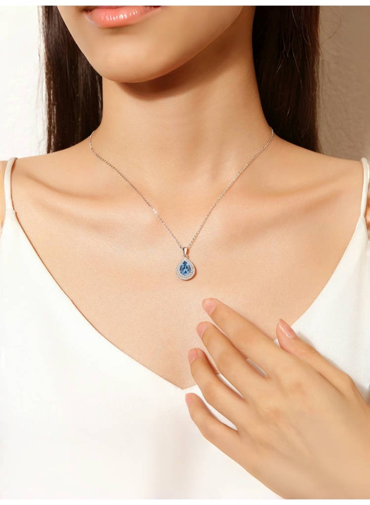 V-Shape Water Drop Pendant Necklace and Stud Earrings with Full Crystal Diamonds, Wedding & Evening Party Gift - Image 2