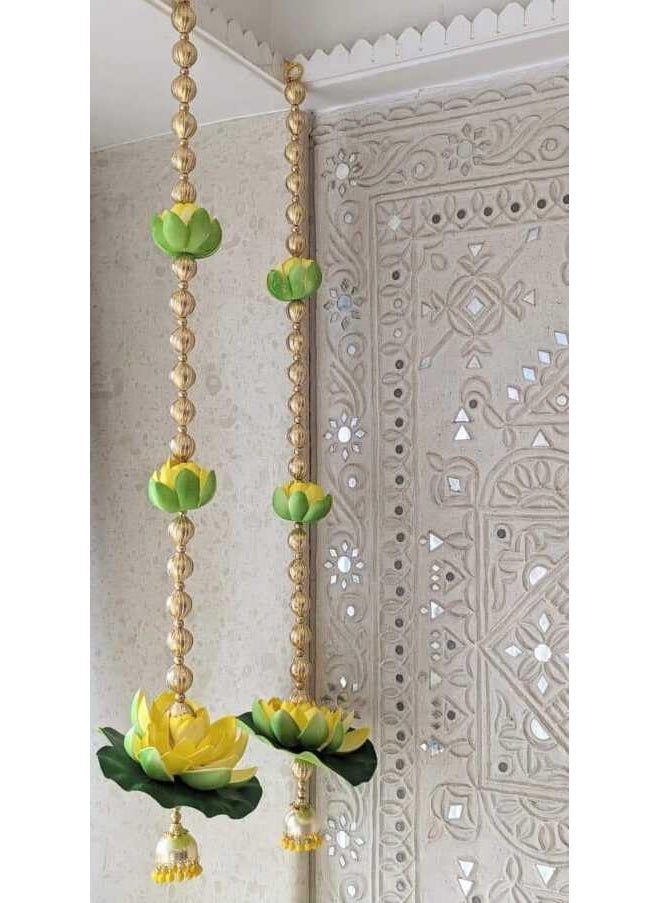 SELLPLUS Sellplus Foam Lotus with Gota Ball with Beads Jhumki String for Home Decoration All Festival Decor  - Image 1